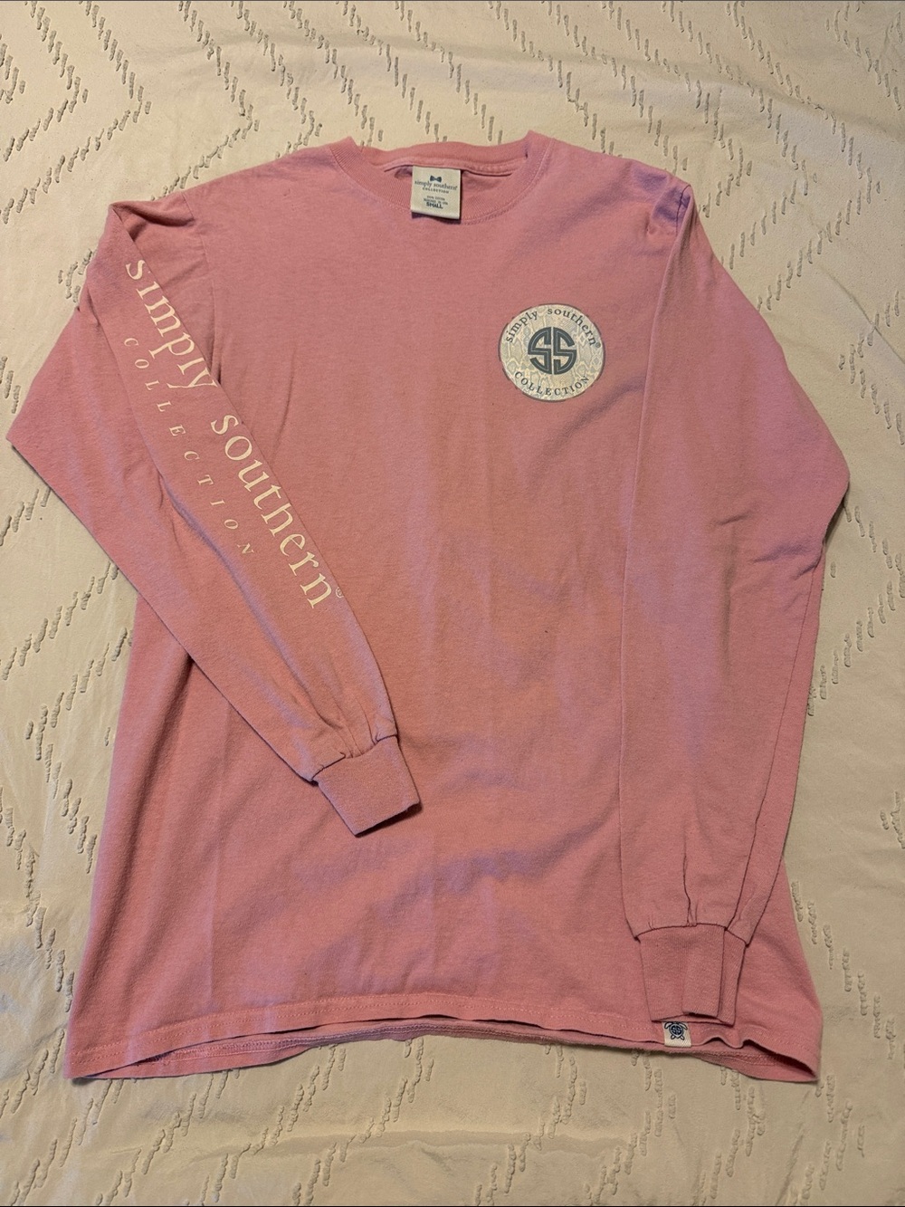 Simply Southern Pink Long Sleeve Tee with White Logo